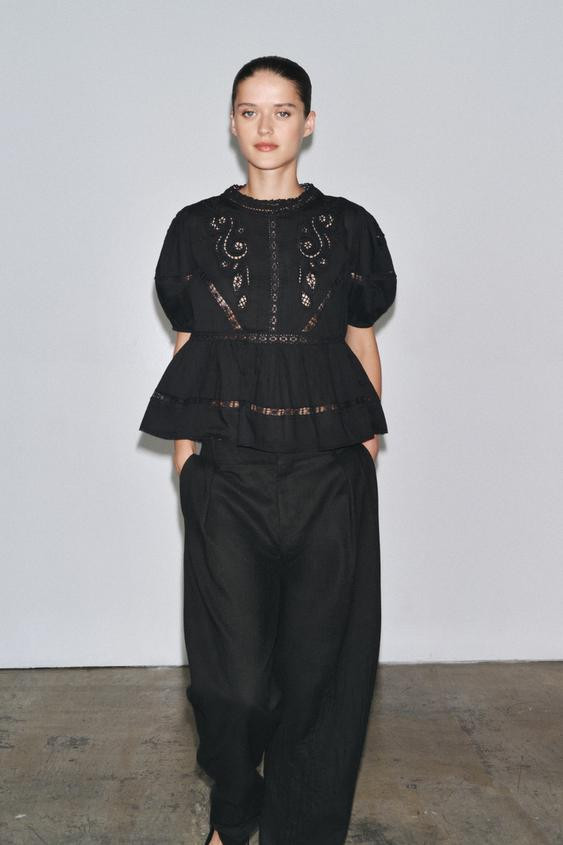 ROMANTIC EMBROIDERED BLOUSE ZW COLLECTION | Zara UK