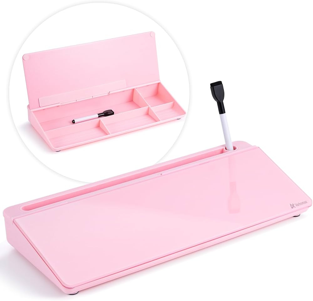 Varhomax Glass Dry Erase Desk White Board, Desktop to Do List Whiteboard with Storage Caddy Memo ... | Amazon (US)