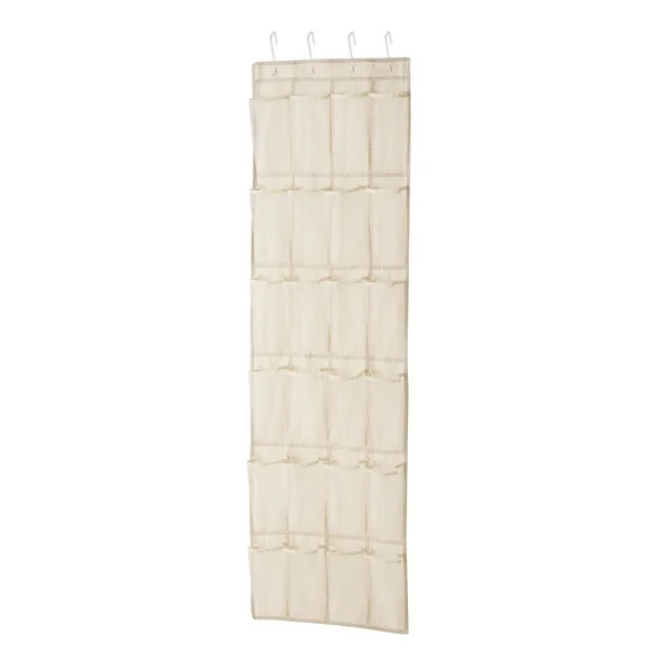 Mainstays 24-pocket Canvas Over-the-door Hanging Shoes Organizer, Beige White - Walmart.com | Walmart (US)