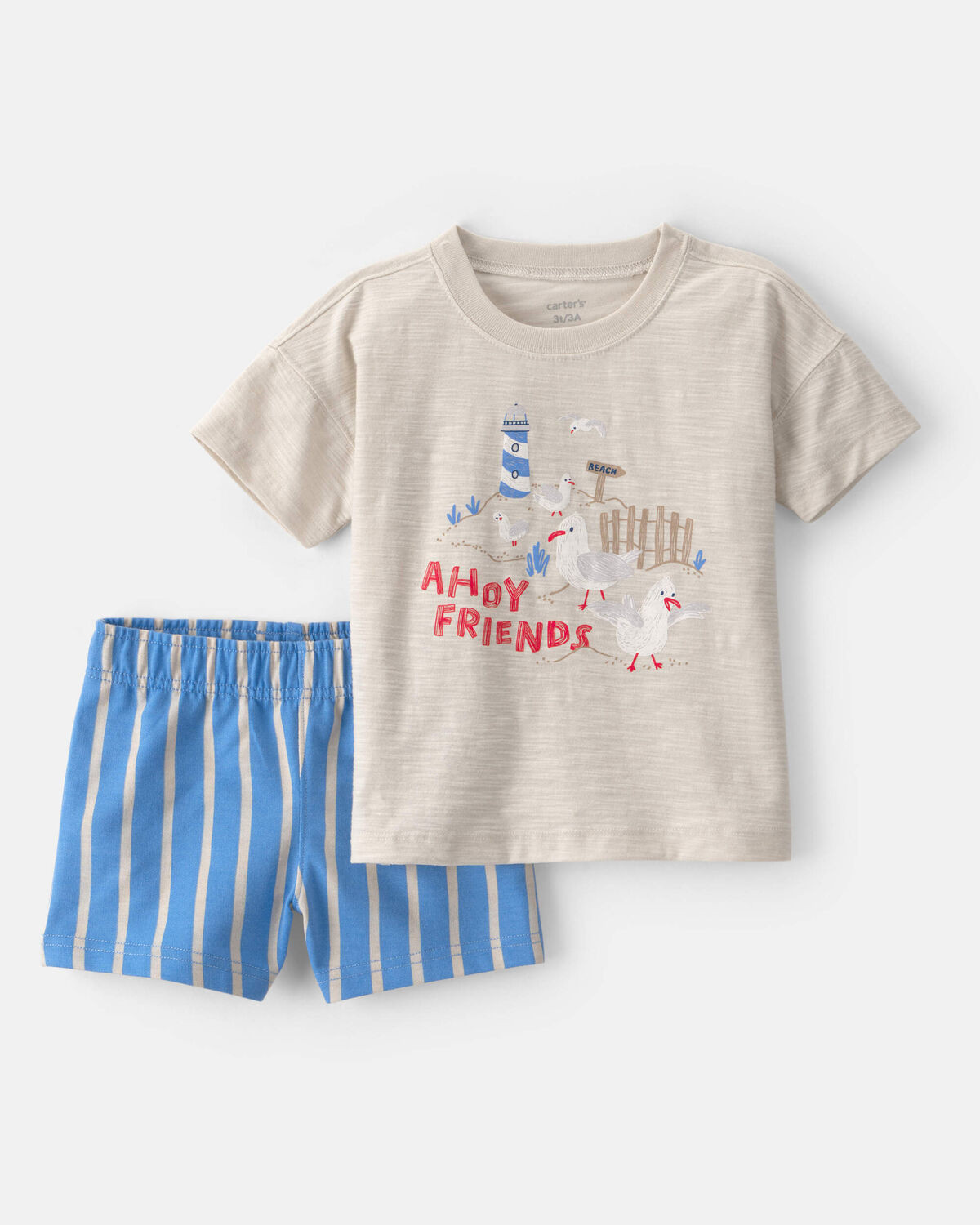 Toddler Boy 2-Piece Seagull Top & Short Set - Brown/Blue | Carter's Inc