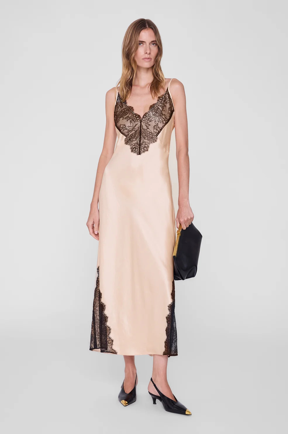 Judy Dress - Golden Beige And Black Lace | Anine Bing