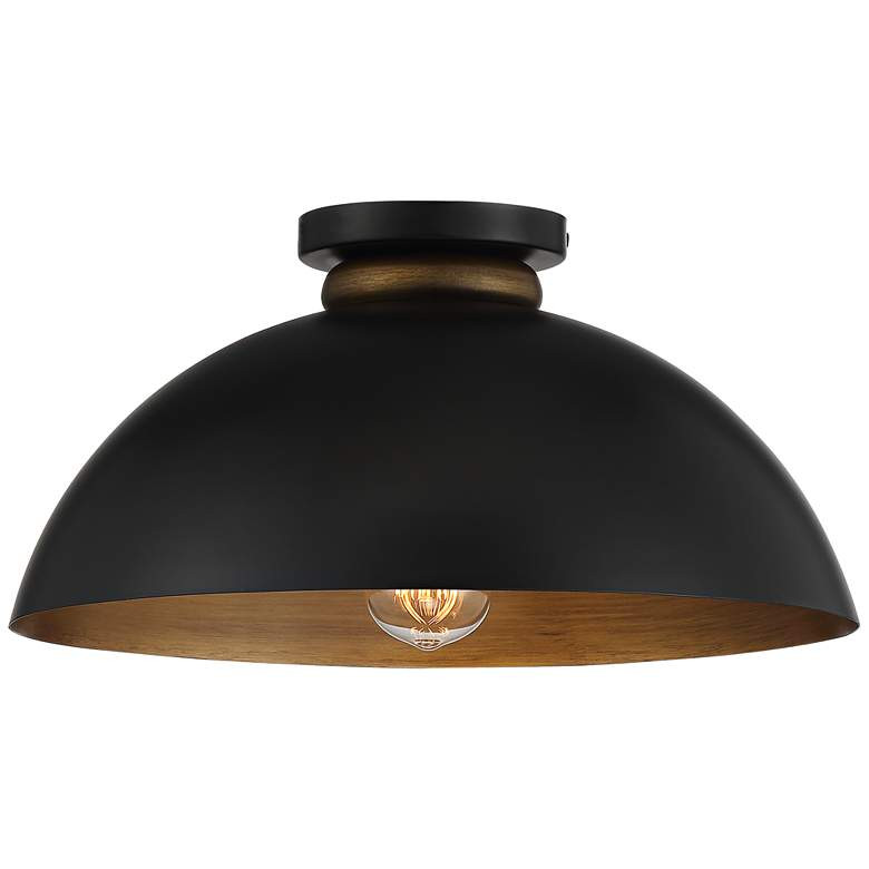 Possini Euro Janie 15 1/2" Wide Black and Gold Dome Ceiling Light | Lamps Plus