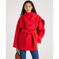 River Island Womens Red Wool Blend Mid Length Scarf Coat | River Island UK & IE