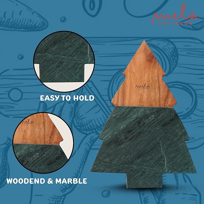 Wood & Marble Chopping Board (Green/Natural) - Charcuterie Wood Cutting Board for Cheese, Meats, ... | Amazon (US)