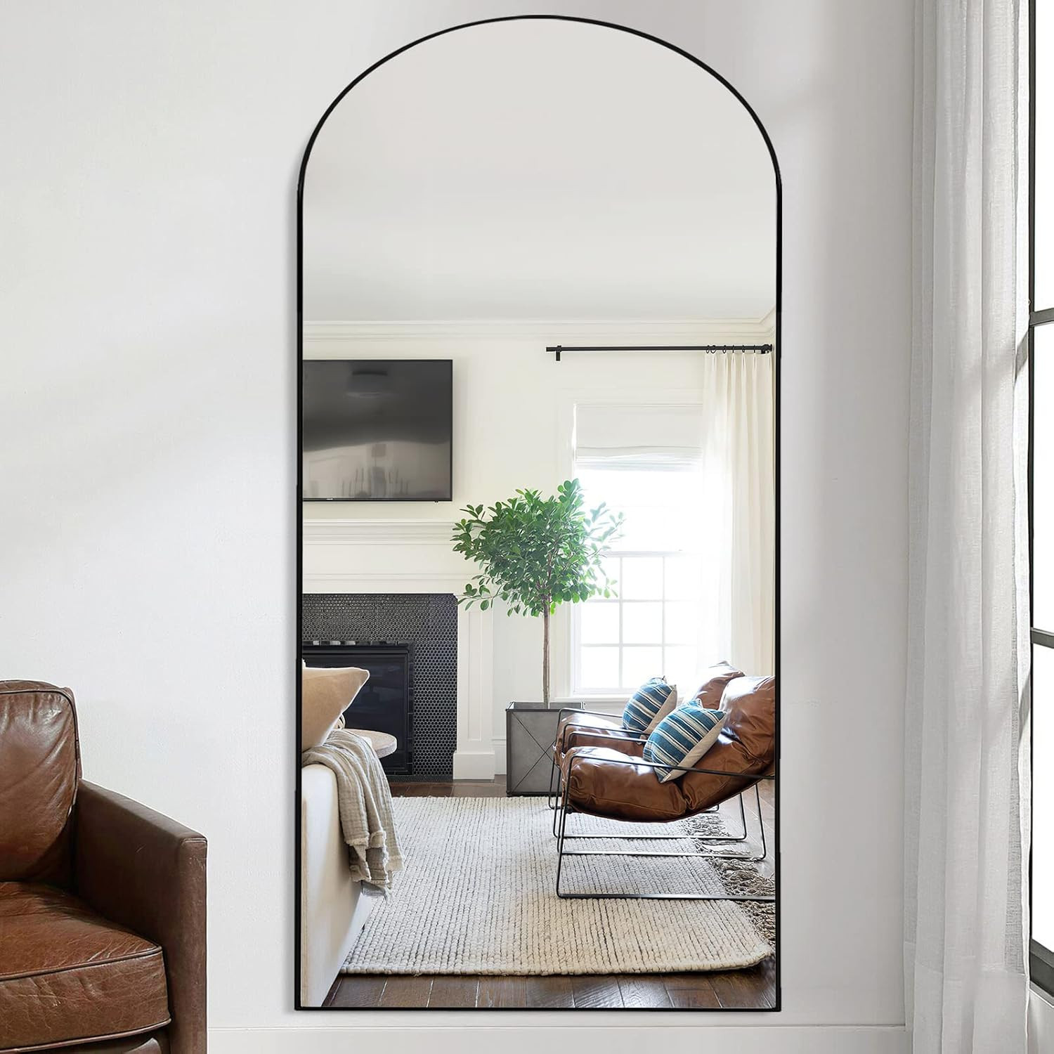 PexFix Floor Mirror Full Length Mirror Ultra Thin Aluminum Alloy Frame Modern Style Standing/Hang... | Amazon (US)