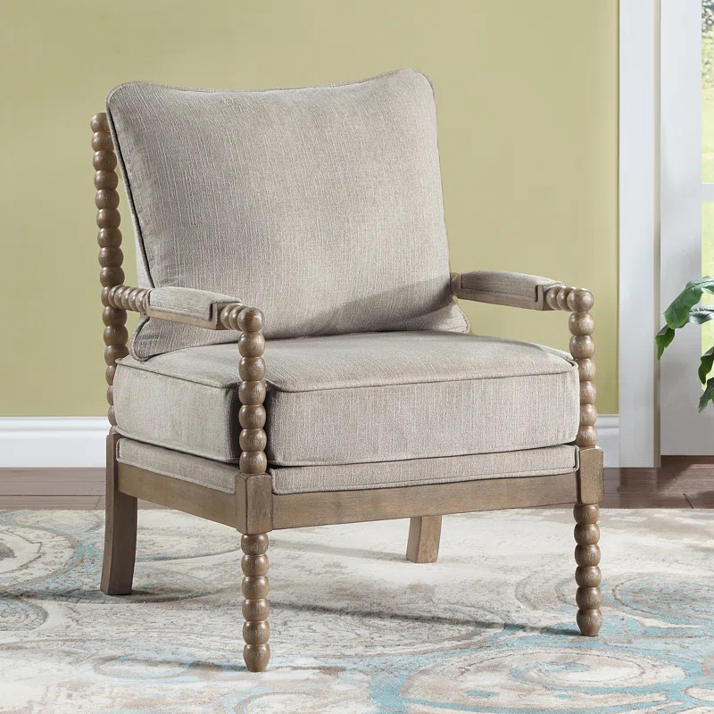 Lorentz Modern Farmhouse Accent Chair 25.5" Wide Chenille with Turned Wood and Solid Frame | Wayfair North America