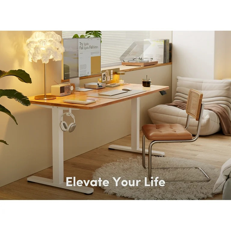 FEZIBO 55" x 24" Height Adjustable Standing Desk, Electric Stand Up Table, Sit Stand Home Office ... | Walmart (US)