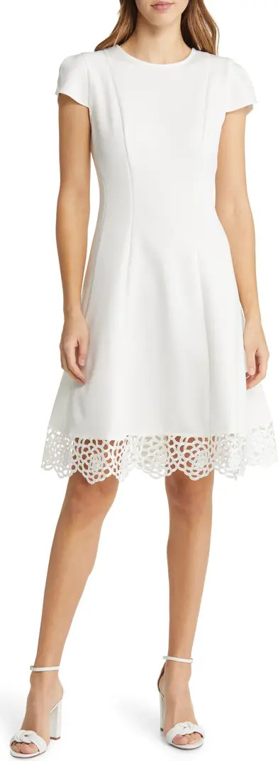Tulip Sleeve Lace Hem Fit & Flare Dress | Nordstrom