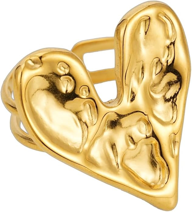 Sylph Chunky gold rings For Women Trendy 14K Gold Plated Irregular Statement Open Ring Band Daint... | Amazon (US)