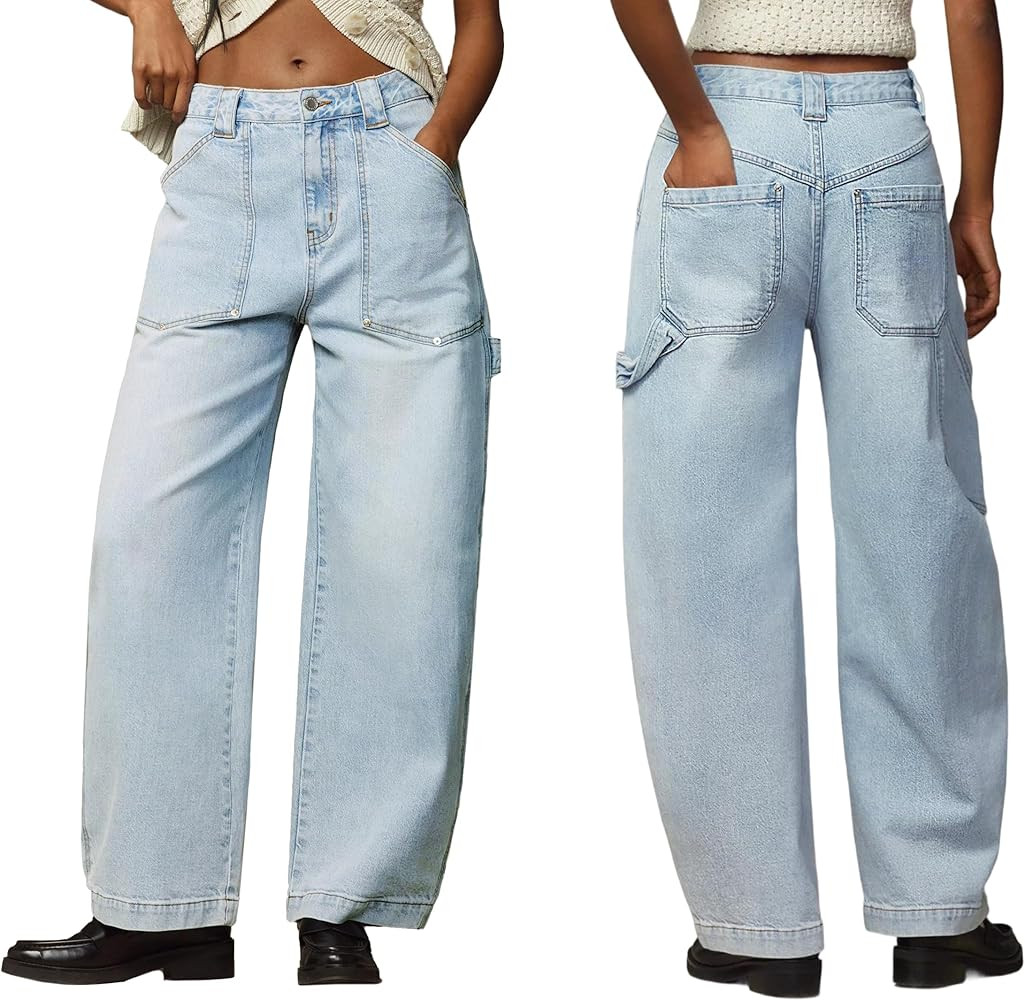 EMMIOL Women Ankle Jeans Wide Leg Baggy Boyfriend Mid Rise Cropped Denim Pants Trendy 2025 | Amazon (US)