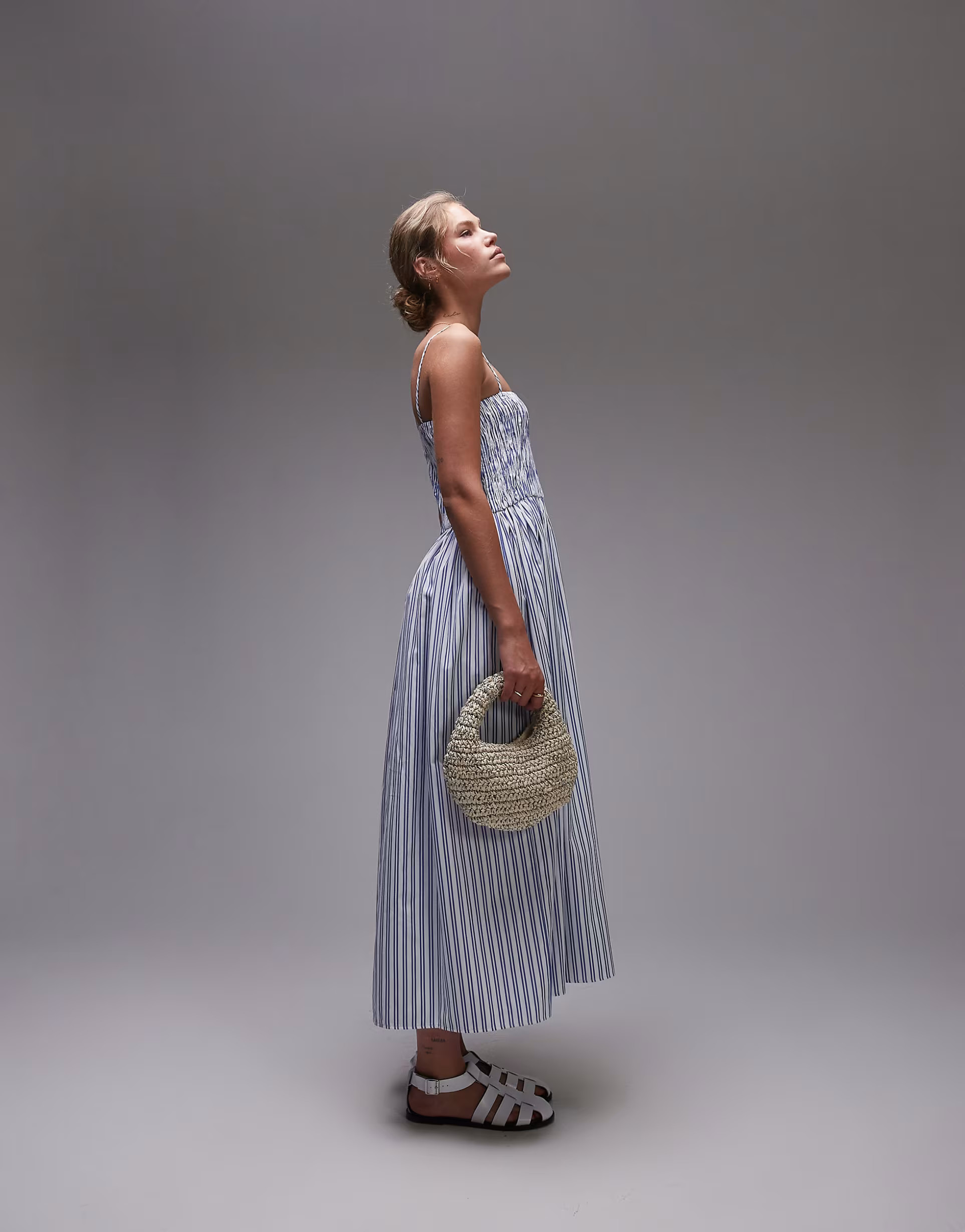 Topshop poplin maxi dress in blue stripe | ASOS (Global)