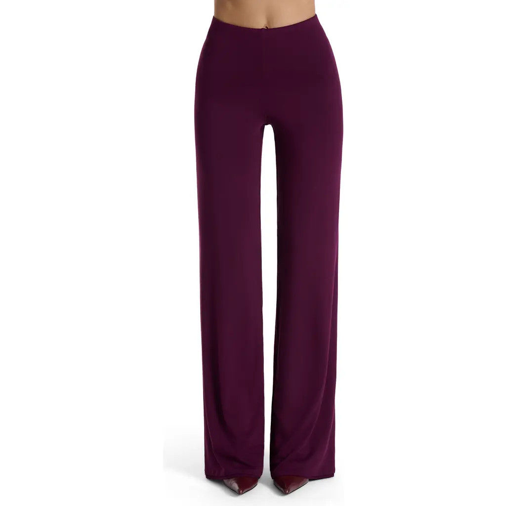 Naked Wardrobe Pull-On Wide Leg Pants in Dark Plum at Nordstrom, Size Large | Nordstrom