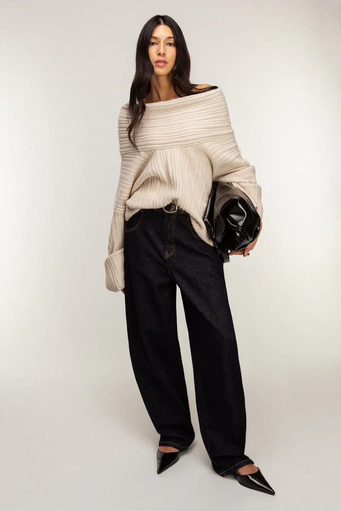 OVERSIZED SLOUCHY OFF THE SHOULDER SWEATER | OAK + FORT
