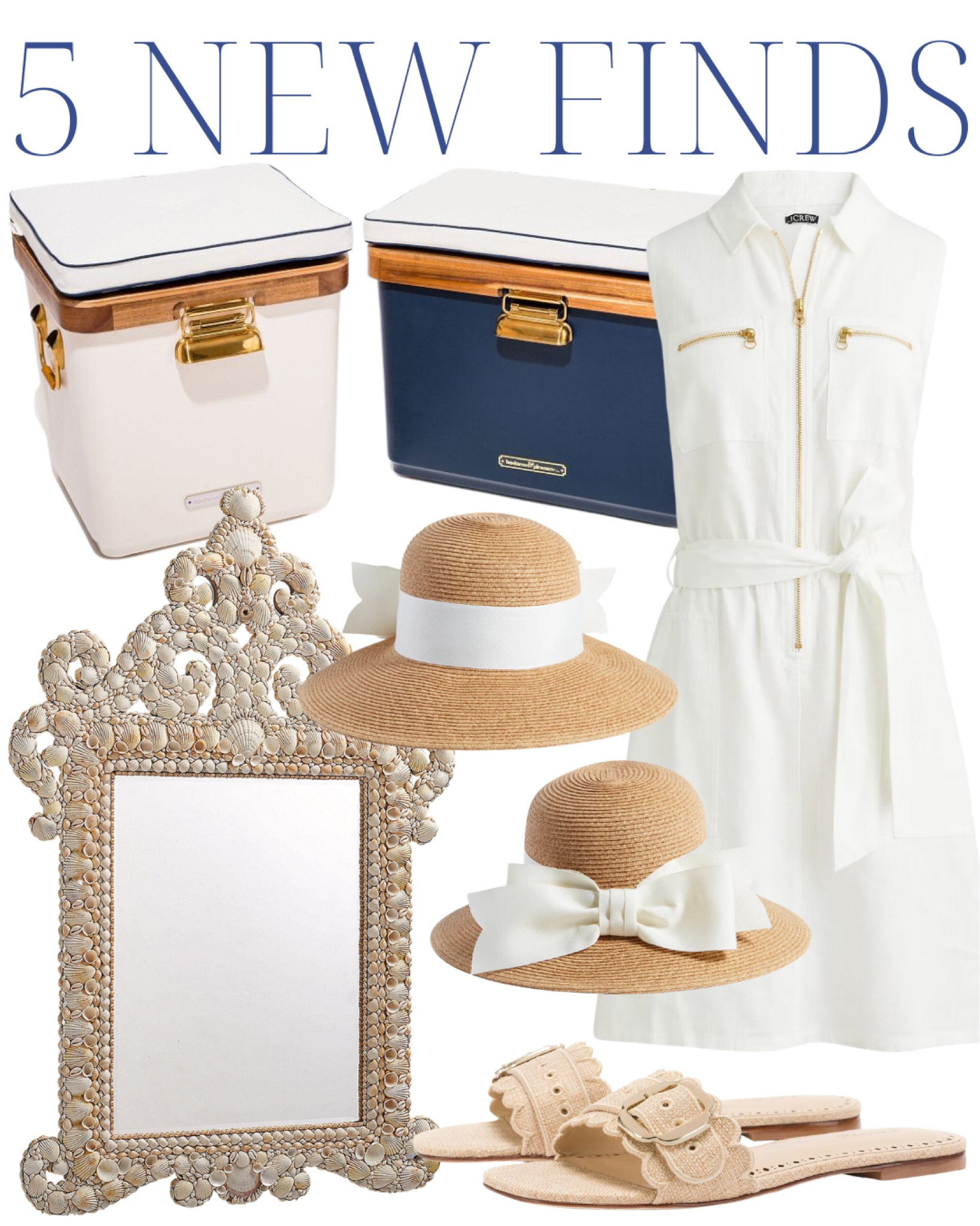 5 new finds! Outdoor living, spring dress, white dress, summer dress, preppy style, sunhat, sun hat, packable hat, scalloped sandals, woven sandals, home decor, shell mirror, classic style, grandmillennial home, grandmillennial style, traditional home, traditional style

#LTKstyletip #LTKhome #LTKsalealert