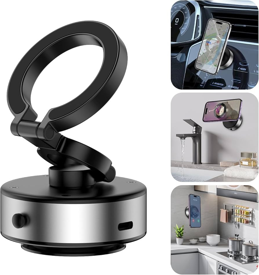 Electric Vacuum Magnetic Suction Phone Mount, 360 Rotatable Car Magnetic Phone Holder, Vacuum Suc... | Amazon (US)