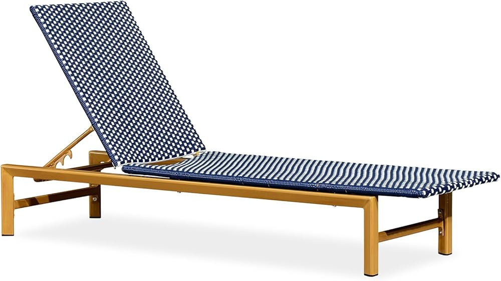 PURPLE LEAF Patio Chaise Lounge French Outdoor Lounger 1 Piece Wood-Grain Finish Aluminum Wicker ... | Amazon (US)