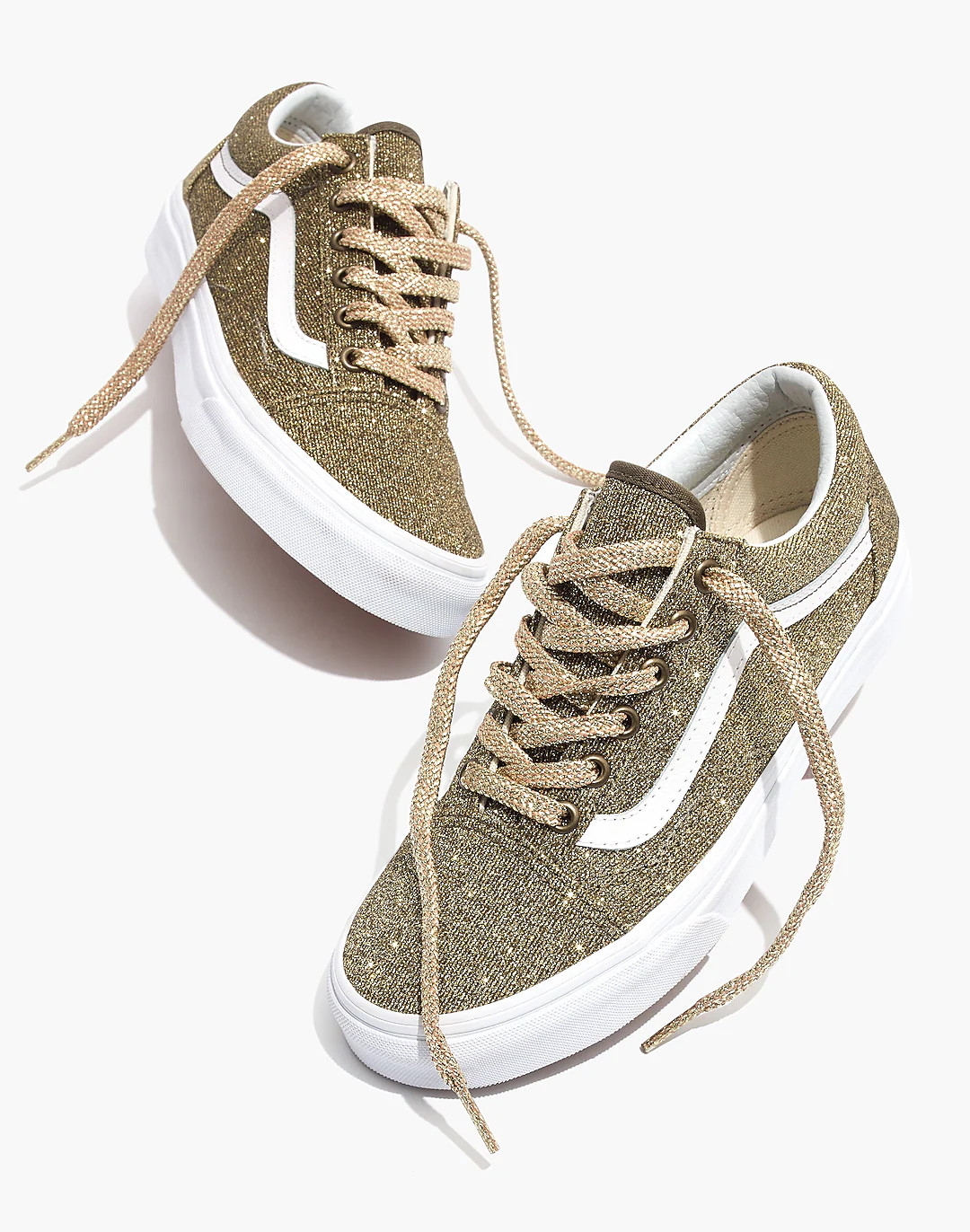 Vans&reg; Unisex Old Skool Lace-Up Sneakers in Gold Glitter | Madewell