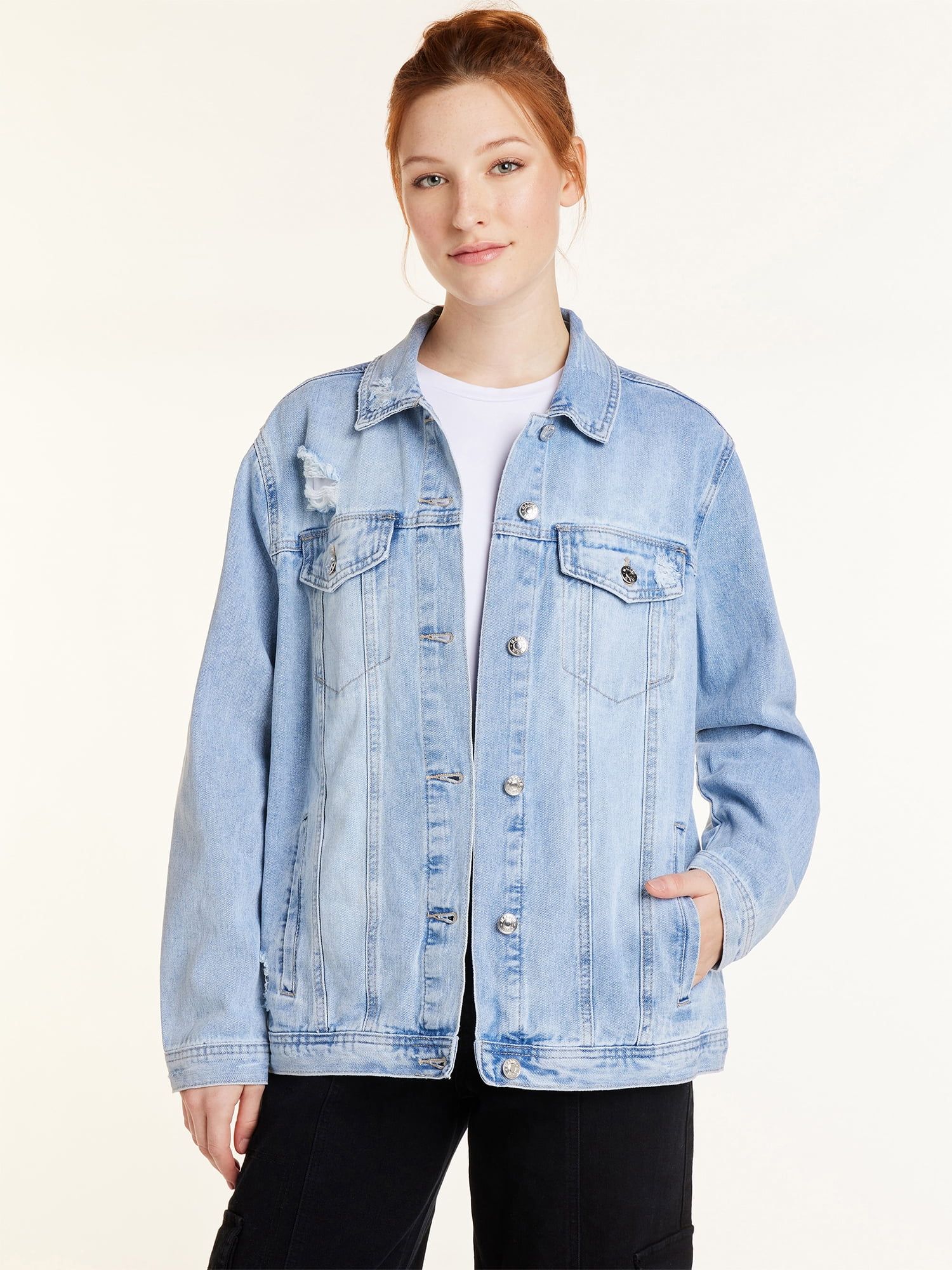 Madden NYC Women's Oversized Denim Jacket, Sizes XS-XXXL - Walmart.com | Walmart (US)