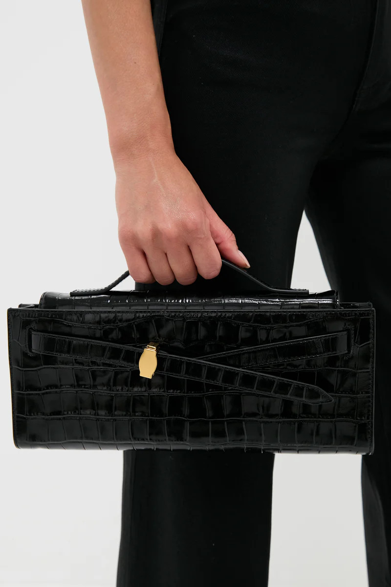 Black Croc Embossed Veronica Beard Dash Clutch | Tuckernuck (US)