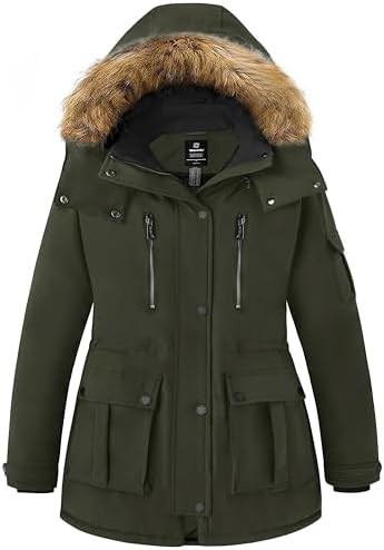 wantdo Plus Size Winter Coats for Women Parka Overcoat Warm Winter Jacket with Hood | Amazon (US)