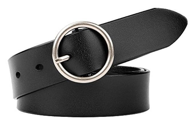 WERFORU Women Casual Dress Belt Genuine Leather Belt with Round Buckle | Amazon (US)
