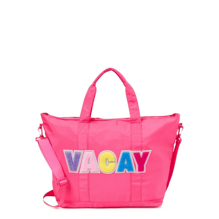 No Boundaries Women’s Vacay Tote Bag and Pouch, 2-Piece Set Fuchsia Sezzle - Walmart.com | Walmart (US)