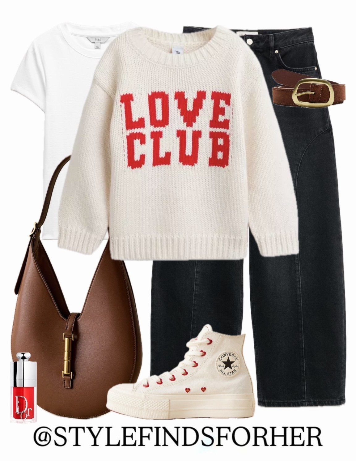 Valentine’s ready ❤️ This Love Club jumper is such a cute pick for Valentine’s Day or Galentine’s plans. Easy to style with black denim, Converse and warm brown accessories you’ll wear all year. Spot the tiny hearts on these new Converse too 😩🫶🏻

#LTKjeans #LTKuk #LTKdatenight