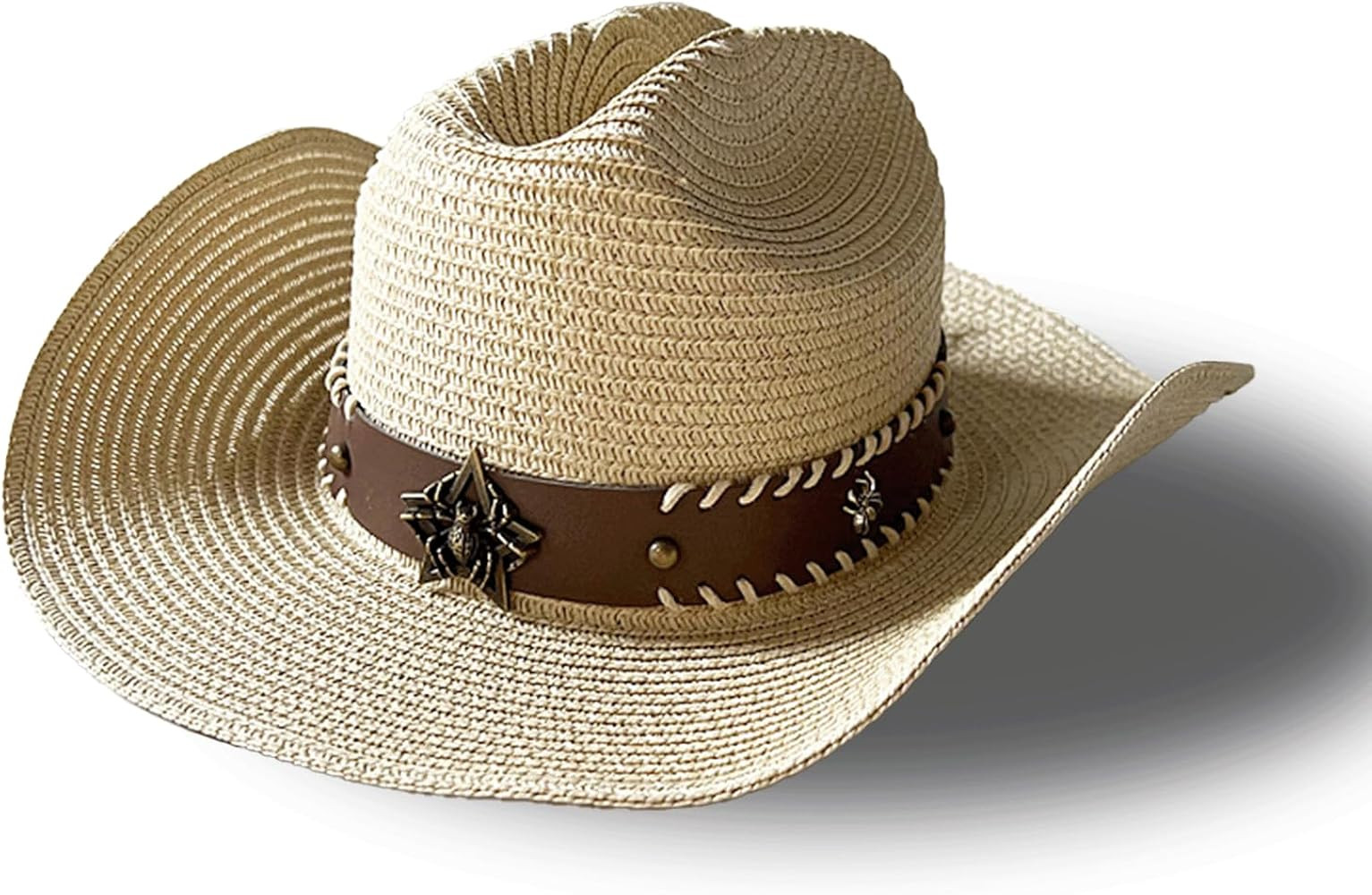 Cowgirl Hat Straw Cowboy Hats for Women Men Wide Brim Hat Tan Hat Straw Hat Straw Cowboy Hat Outfit | Amazon (US)
