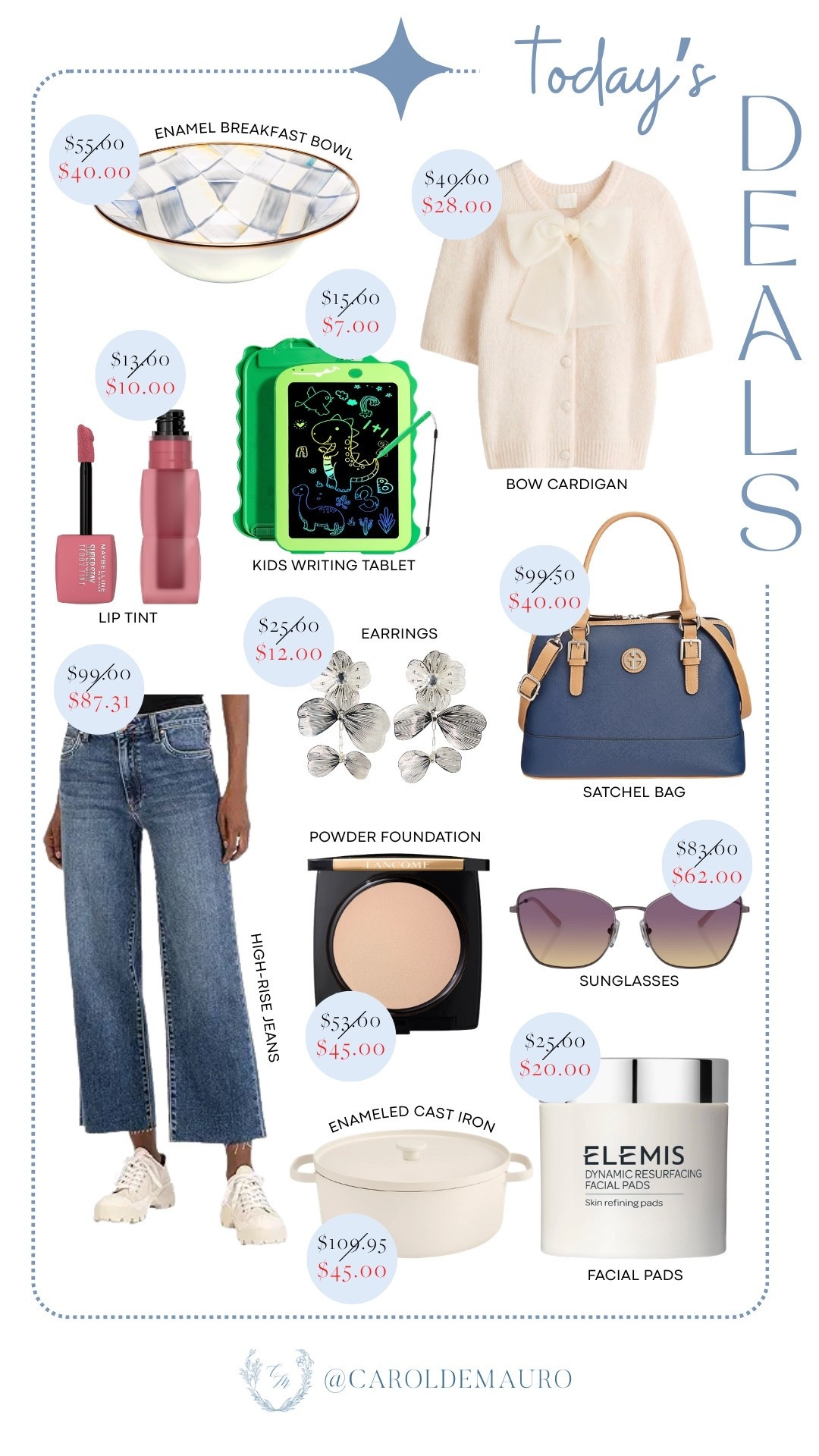 Check out today’s best deals featuring everything from a satchel bag, high-rise jeans, to an enameled cast iron pot. You can also snag some lip tint, facial pads, and powder foundation at a steal, plus a cute bow cardigan and earrings to finish the look!

on sale now, bestselling finds, spring fashion, kitchen essentials, fashion accessories, luxe makeup, kids toy, skincare

#LTKSeasonal #LTKSaleAlert #LTKSpringSale