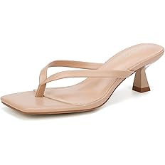 Kitten Flip Flop Thong Low Heels for Women Square Open Toe Slip On Heeled Sandals | Amazon (US)