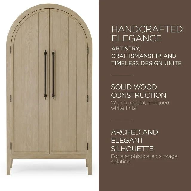 Maven Lane Selene Classical Wooden Cabinet in Antiqued White Finish | Walmart (US)