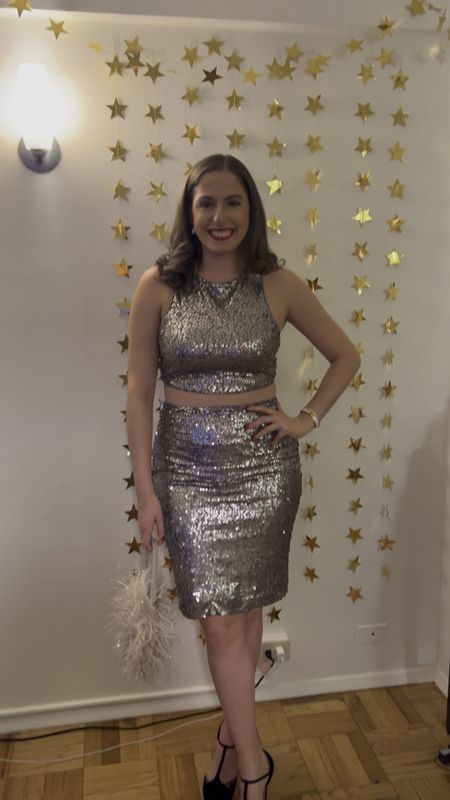 Sequin two piece, NYE, new years, sequin mini skirt, sequin crop top, sequin skirt, silver sequin skirt, feather bag, holidays, new year party, New Year’s Eve party, holiday party

#LTKHoliday #LTKSeasonal #LTKVideo