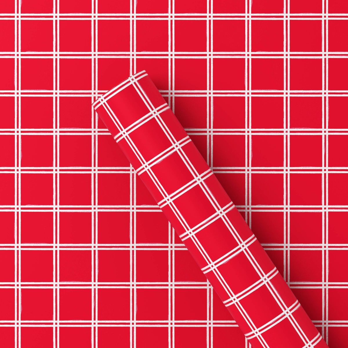 20 sq ft Window Pane Plaid Christmas Gift Wrap Red/White - Wondershop™ | Target