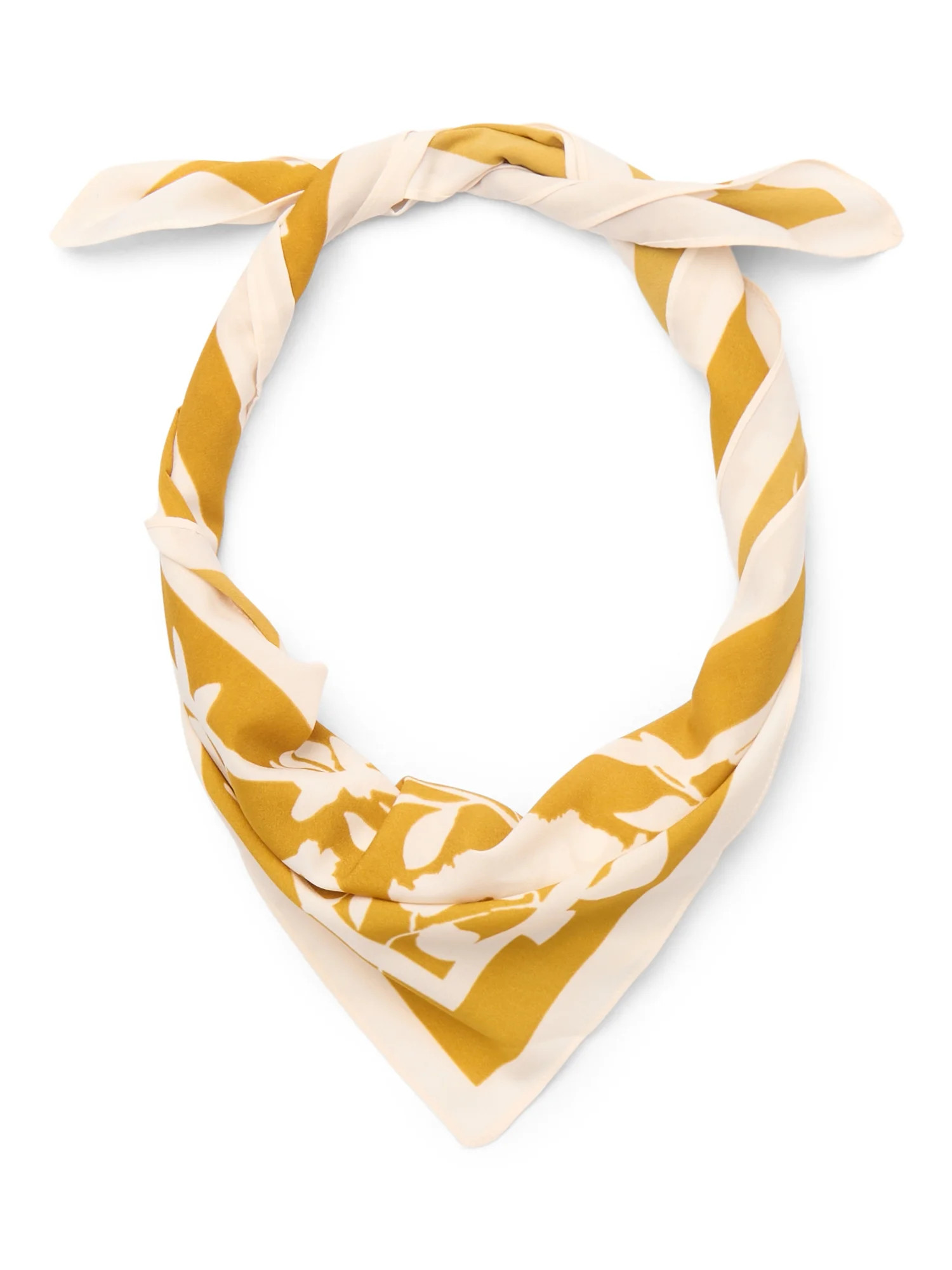 Time and Tru Women's 30 X 30 Printed Square Scarf, One Size, Floral Gold Tea | Walmart (US)