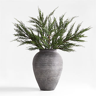 Cypress Stem Arrangement in Ophelia Matte Large Black Vase | Crate & Barrel | Crate & Barrel