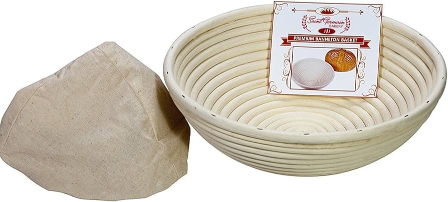 Saint Germain Bakery Premium Round Bread Banneton Basket with Liner - Perfect Brotform Proofing B... | Amazon (US)