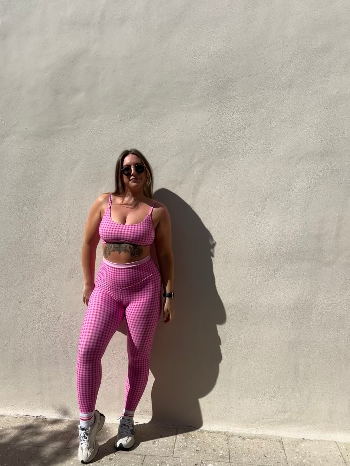 @Target  bright pink workout set from target wearing a medium in both the top and the bottom

#LTKTravel #LTKdayinmylife #LTKootd