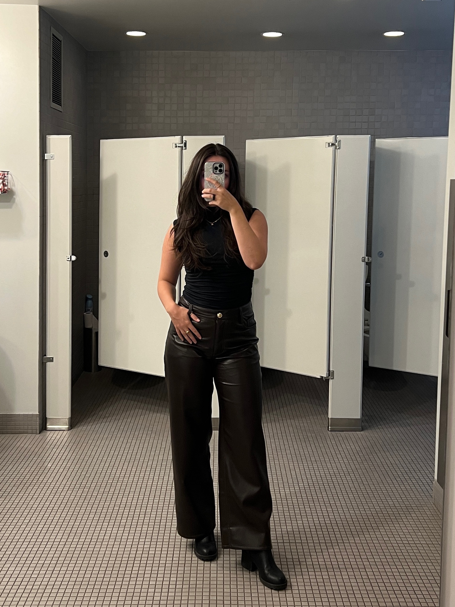 Corporate work outfit, Abercrombie, Aritzia leather brown pants, baggy pants, black heels, black high neck top 

#LTKSeasonal #LTKWorkwear #LTKStyleTip