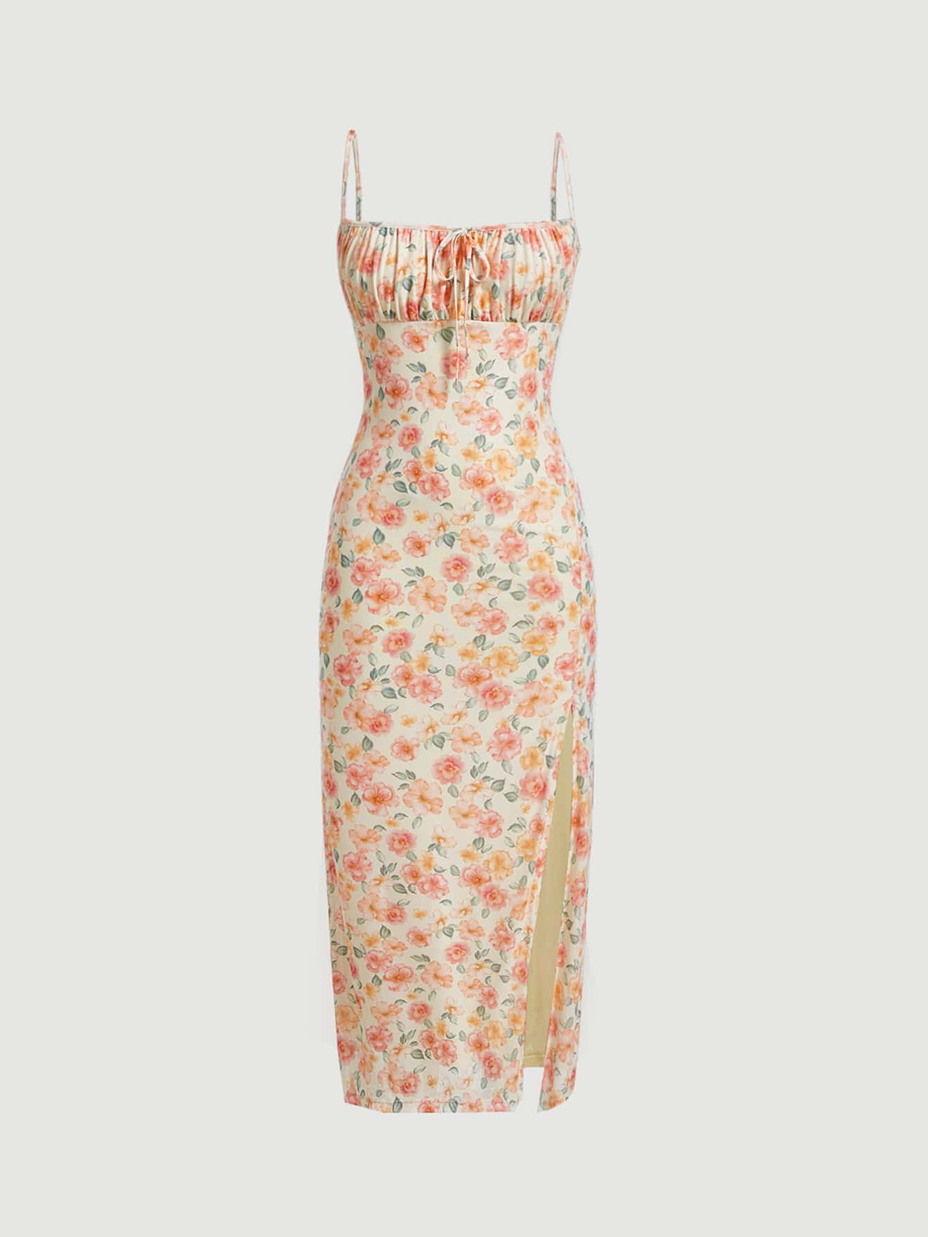 SHEIN MOD Allover Floral Print Tie Front Split Thigh Cami Dress | SHEIN