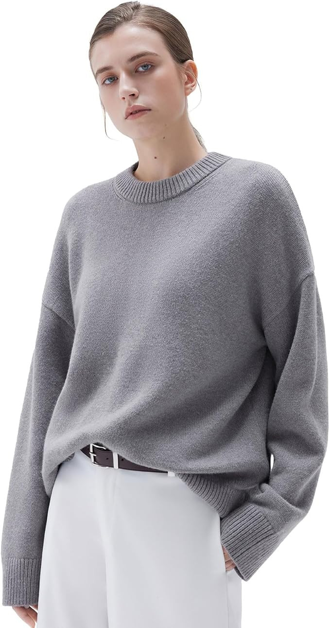 SUUKSESS Women Cashmere Oversized Long Sleeve Pullover Sweater Crew Neck Jumpers | Amazon (US)