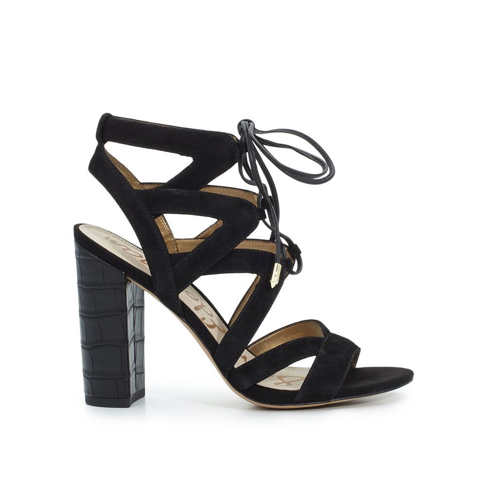 Sam Edelman Yardley Lace-Up Sandal, Black, size 7.0 | Sam Edelman