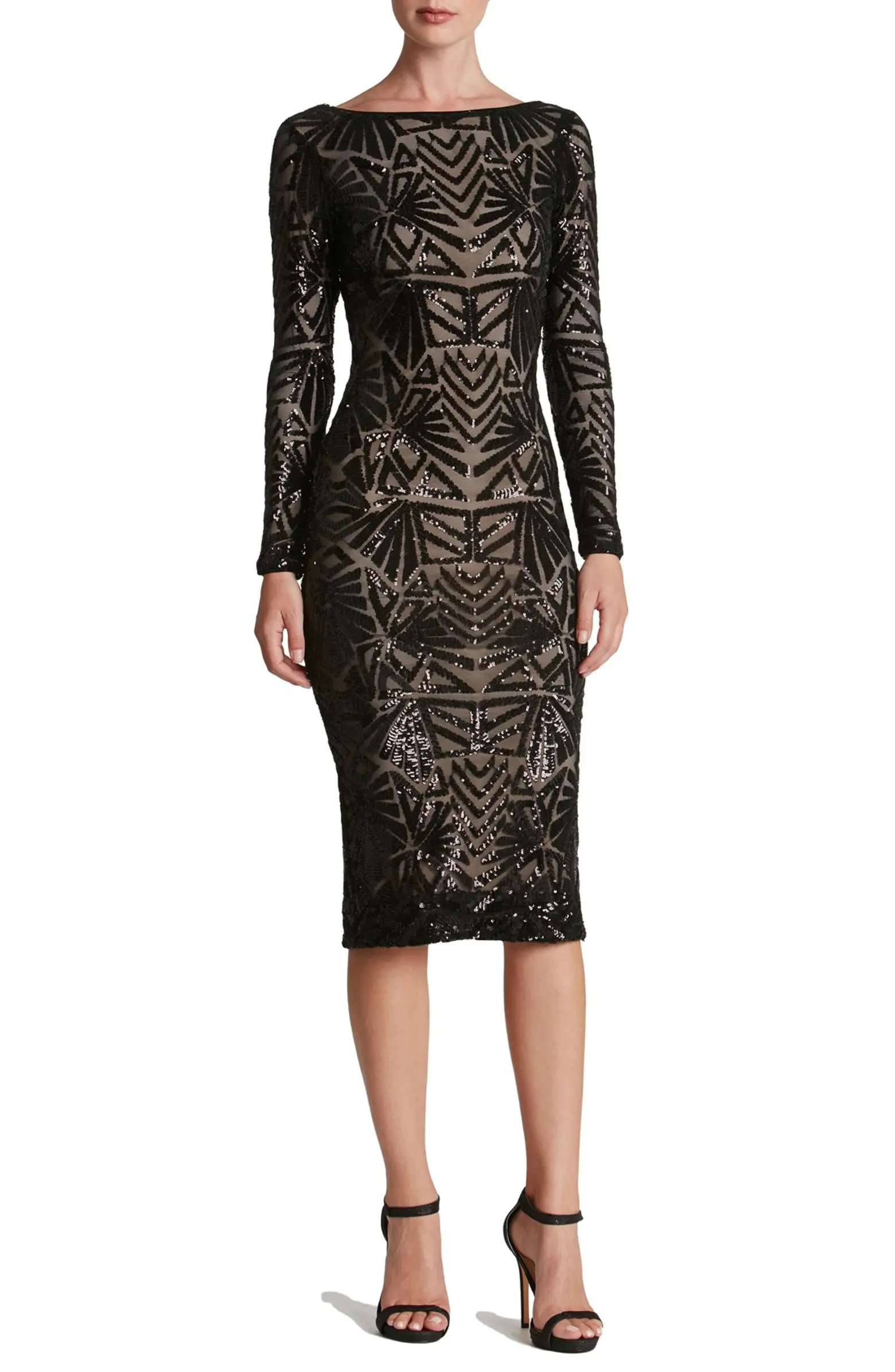 Dress the Population Emery Long Sleeve Sequin Cocktail Dress | Nordstrom | Nordstrom