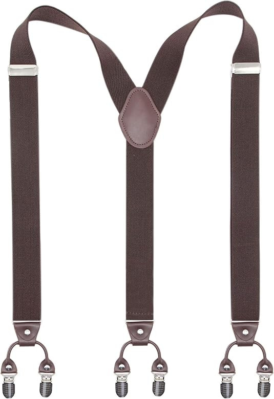 Bioterti Men’s Y-Shaped Heavy Duty Suspenders – 6 Metal Clips, Elastic Straps | Amazon (US)