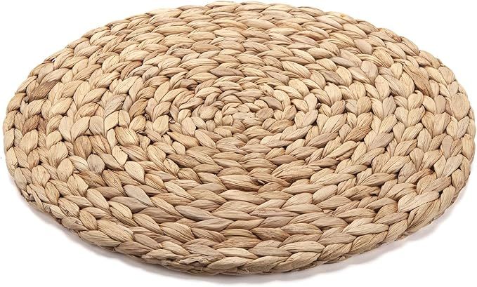 YANGQIHOME Natural Hand-Woven Water Hyacinth Placemats, Weave Round Place mats, Braided Straw Tab... | Amazon (US)