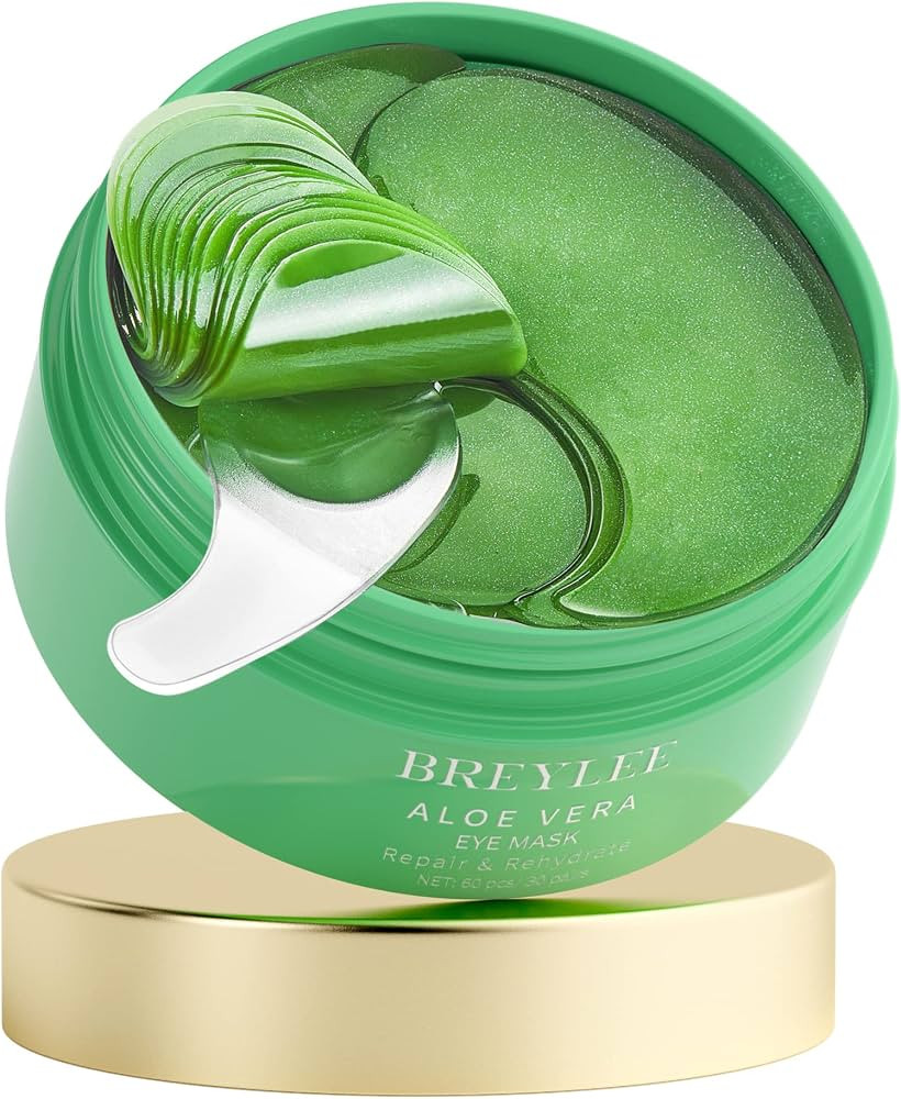 BREYLEE Aloe Vera Eye Masks - 60 Pcs - Reduce Puffy Eyes & Dark Circles, Firm & Improve Under Eye... | Amazon (US)
