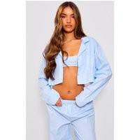 Baby Blue Cotton Poplin Pant Pj Set | PrettyLittleThing US