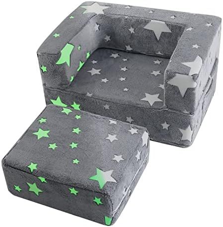 MeMoreCool Kids Couch Toddler Chair Nugget Couch for Kids, Star Glow in The Dark 3 in 1 Fold Out ... | Amazon (US)
