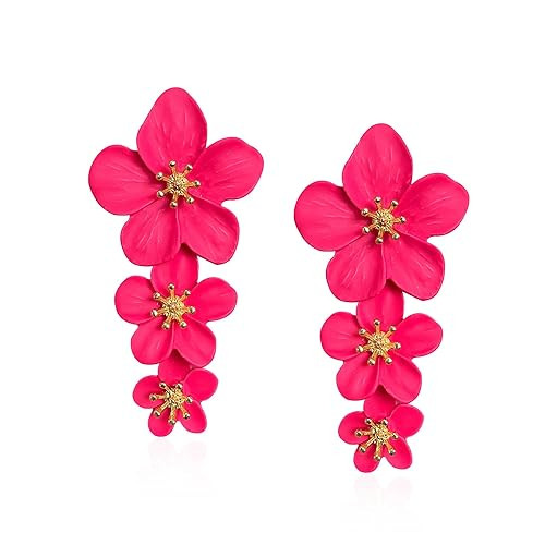 Three Layer Flower Earrings for Women Boho Statement Flower Earrings Bohemian Flower Dangle Earri... | Amazon (US)