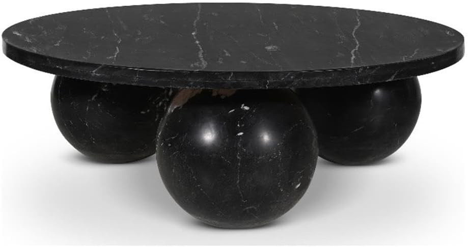 MAKLAINE Modern/Contemporary Black Finish Marble Coffee Table | Amazon (US)