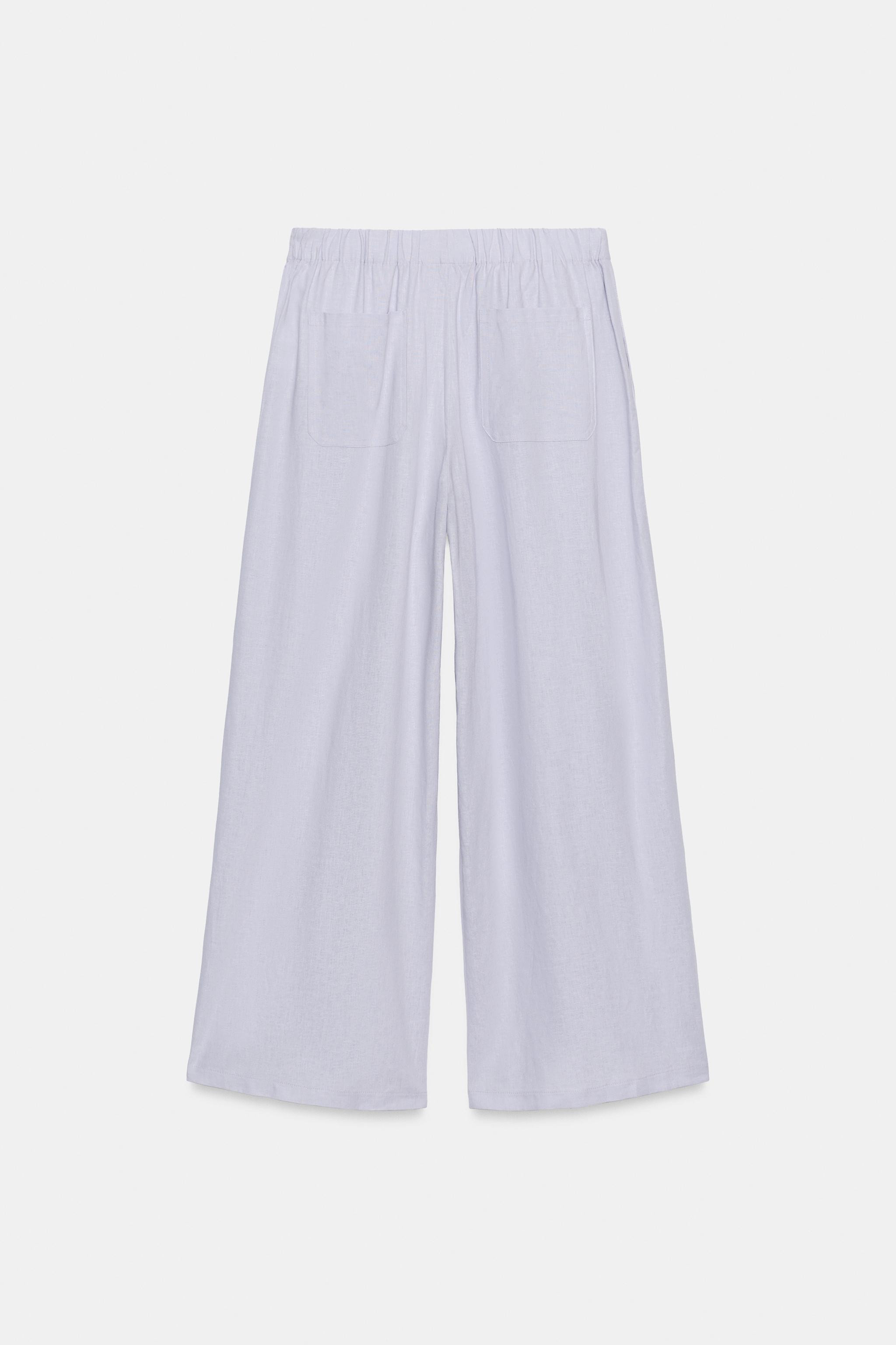 WIDE LEG PLEATED PANTS WITH LINEN | Zara US